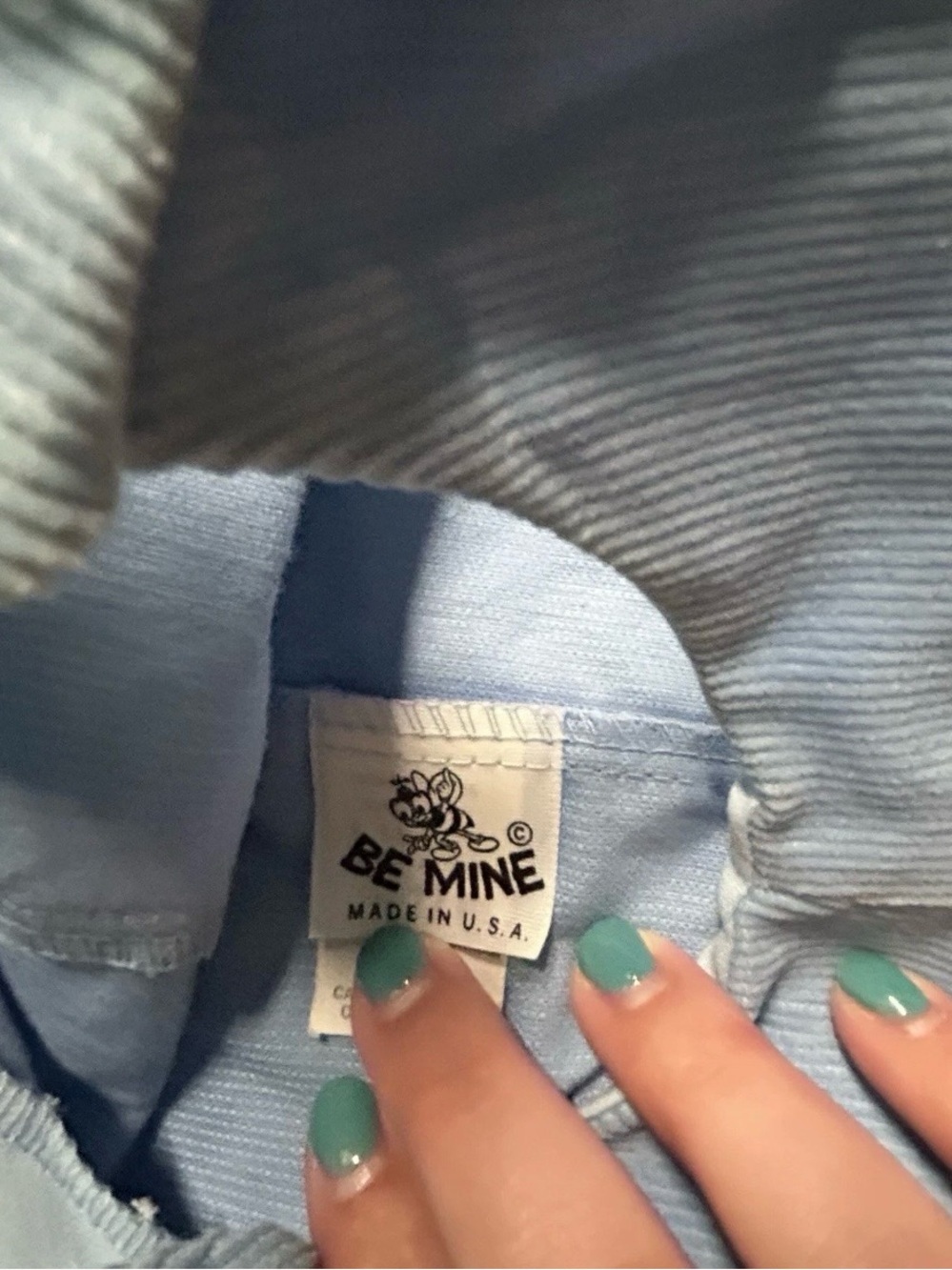 Vintage Be Mine Blue Corduroy Overalls Truck USA Made Size 12 Months - Picture 4 of 4